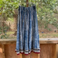 Soft Surroundings Women's Rhoda Blue Chevron Maxi Skirt Size S