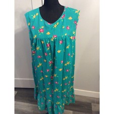 Vintage Anthony Richards Green Housecoat Mumu Size 1X Plus Floral