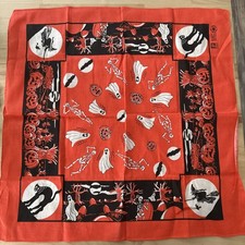 Vintage Paris Halloween Bandana Scarf Cotton USA Great Graphics New Condition