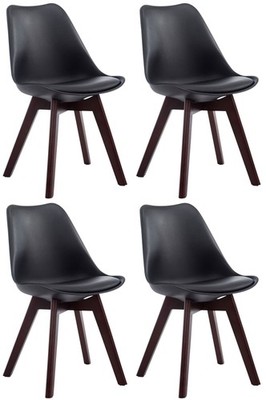 4er Set Besucherstühle Borneo V2 Walnuss Kunstleder schwarz