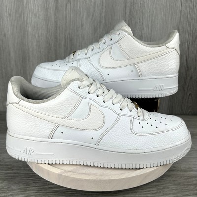 Nike Air Force Low PRM Triple White Tumbled Leather Sz 12 CZ0326