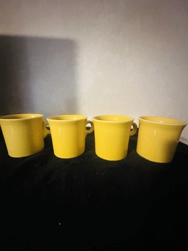 4 Fiesta Ware Sunflower Yellow Coffee Tea Cups Mugs