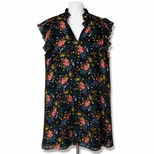 Madewell x No.6 100% Silk Beacon Garden Bouquet Ruffle Shift Dress Womens Sz 10