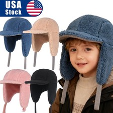 Kids Beanie Fleece Warm Hat with Ear Flaps Cute Children Winter Cold Weather Cap