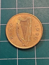 1986 Ireland 20 Pence Uncirculated - Free Shipping - Nice - Horse & harp. - B24