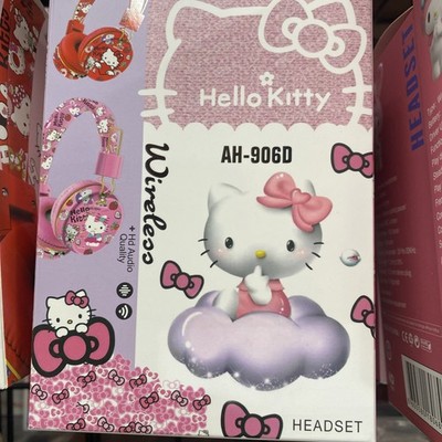 Kitty head Set cute cartoon Bluetooth earphones for mobile phones, computers Red