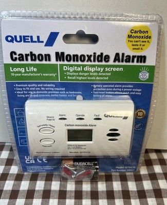 Quell Carbon Monoxide Detector Digital Display Alarm with No Wiring Model Q7DCO