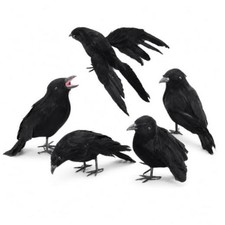 5 Pack Realistic Halloween Crows with Flexible Wire Feet
