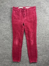 Pilcro And The Letterpress Pants Womens 27 Red Corduroy High Rise Skinny Ankle