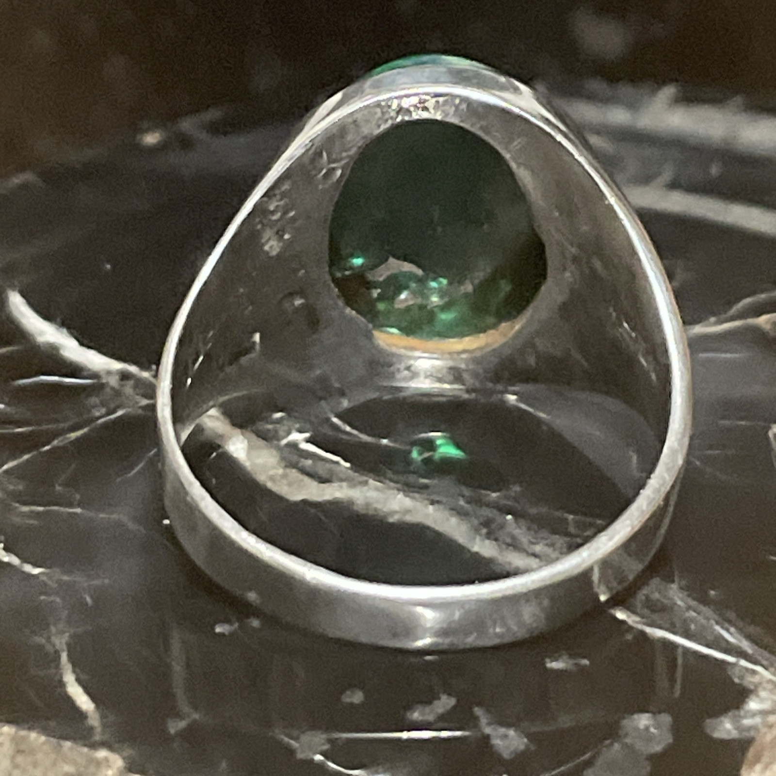 Faux Opal Sterling Silver Statement Ring Size 12 - image 6