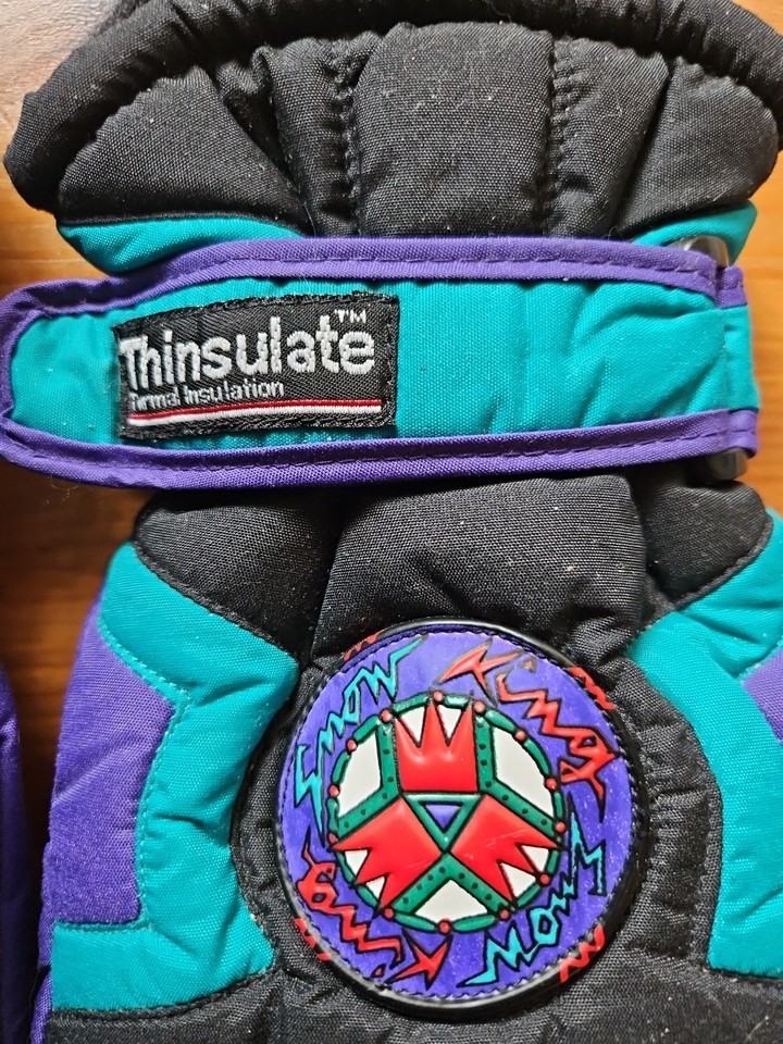 Vintage 80s Thinsulate Snow King Skiing Gloves Purple Teal Neon, Warm ...