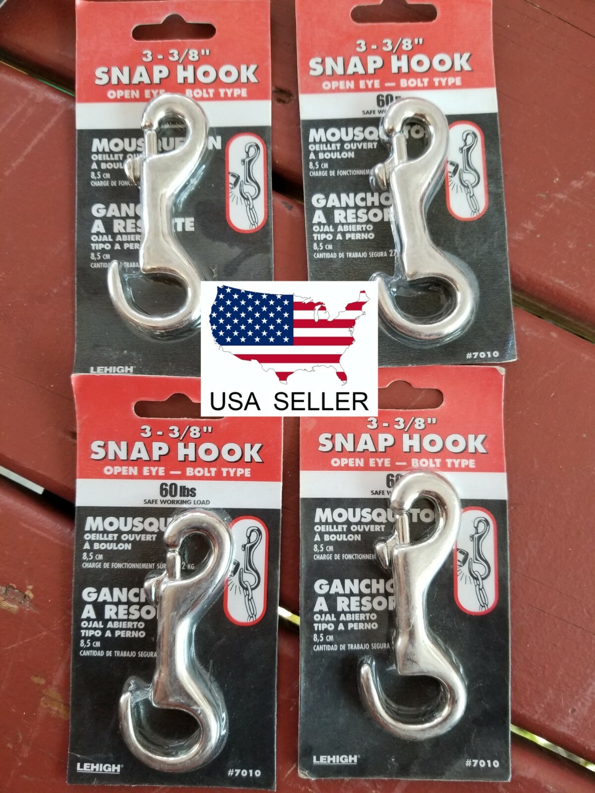 4 Snap Hooks 3 ‐ 3/8" Lehigh 7010 60lb Open End/Eye Bolt Type Nickle Plated 71514050409 eBay