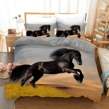 3D Black Horse Quilt Cover Set Duvet Cover Bedding Pillowcases