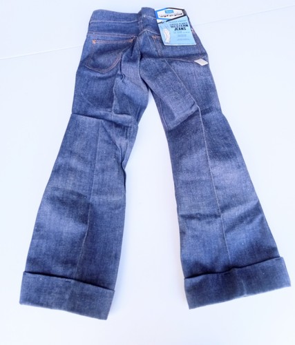 SEARS Blue Jeans Perma Prest Western Boys Cuffed Flared 1970's With tags