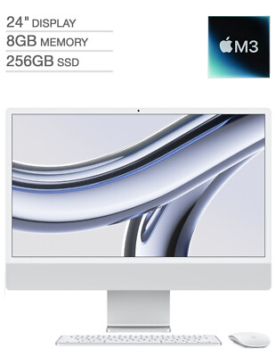 BRAND NEW Apple iMac 24'' 4.5K Retina M3 8G 256G SSD 10-Core GPU MQRJ3LL/A Silver