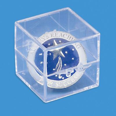 1'' x 1'' x 1'' Clear Plastic Hinged Storage Box Cube Beads Jewelry Tote Container