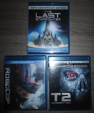 Lot of 3 Blu ray - The Last Starfighter, Robocop, T2 (Terminator) Judgment Day