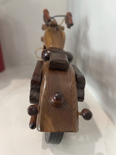 Vintage Wooden Handmade 15" HARLEY DAVIDSON TYPE MOTORCYCLE BIKE - Picture 13 of 14