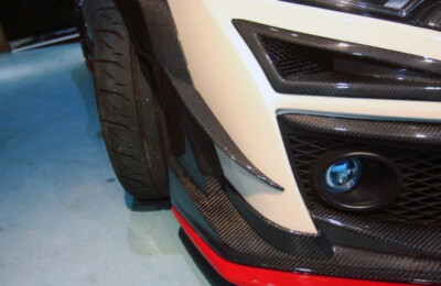 For 15-17 Civic Type R FK2 TM Carbon Fiber Front Bumper Canard Pair Exterior