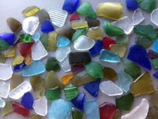 Assorted Tumbled Beach Glass,  Over 100 Pieces,  Size Ranging from .5 to 2 inch
