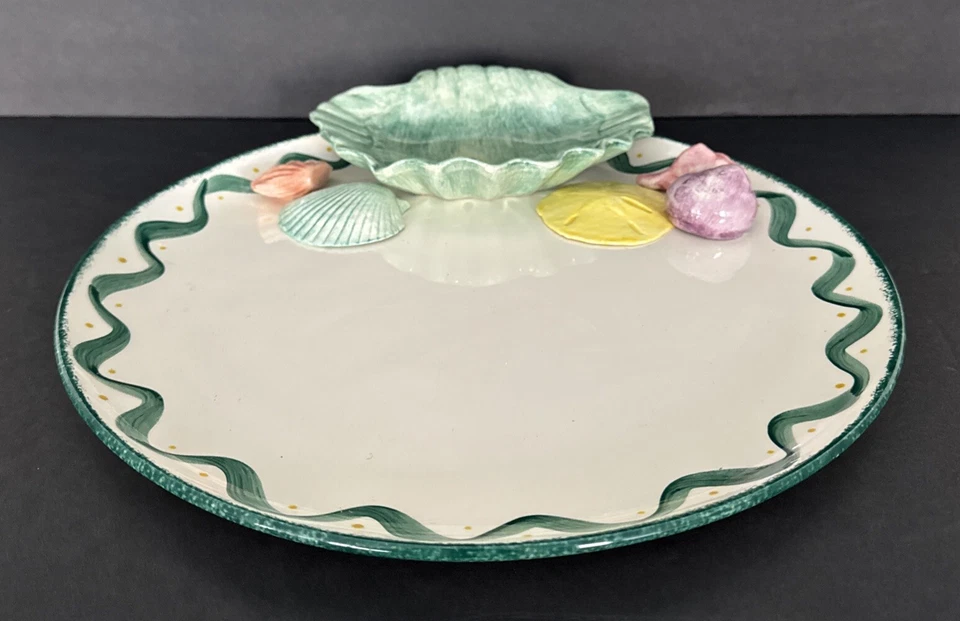 "Plato 3D Cali Seashell Chips And Dip estilo Mallorca raro 13,75"" diámetro único" Foto 2 de 4
