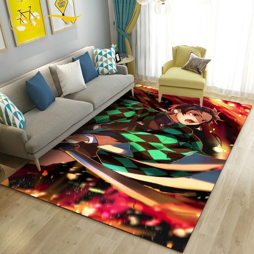 Cartoon Demon Slayer Floor Carpet Mat Door Rug Area Carpet Bedroom Living Room - Picture 3 of 11