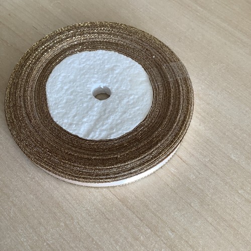 Soft Peach & gold lurex ribbon 6mm x 25 meters full reel, craft, wedding, gifts - Picture 2 of 2