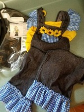     Curtain Call Costume "Country Gal" Overalls Yellow Tank Sunflowers Child Med.