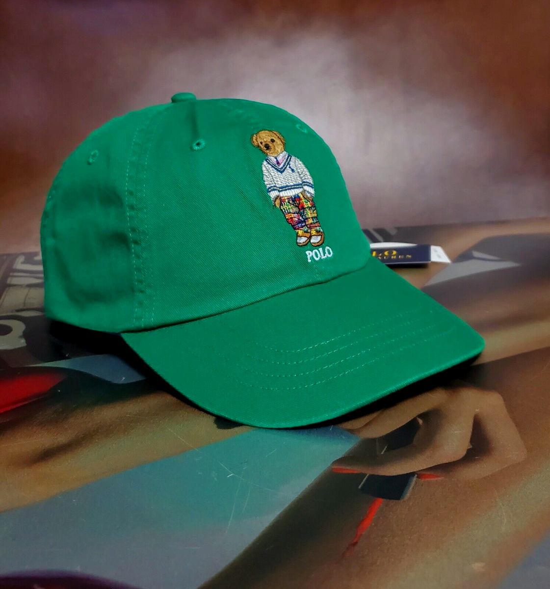 POLO RALPH LAUREN Leather Strap Men's Preppy Bear Baseball Green