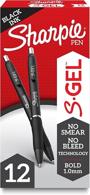 SHARPIE S-Gel, Gel Pens, Bold Point (1.0mm), Black Ink Gel Pen, 12 Count