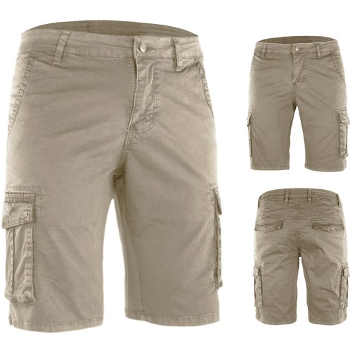 Bermuda Uomo Cargo Cotone Shorts Multitasche Corto Con Tasconi VEQUE - Foto 22 di 35