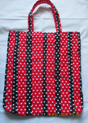 Wendetasche Wendebeutel Sterne schwarz rot Patchwork Upcycling Unikat neu