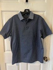 Hart Schaffner Marx Mens Gray Geometric Cotton Casual Polo Shirt Sz Medium
