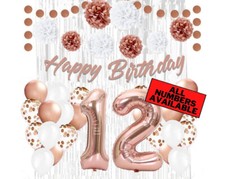 Rose Gold 12th Birthday Decorations for Girls - 40" Number Balloons  More