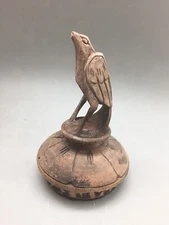 Yoruba African Carved Wood Bird Finial Divination Ritual Vessel Lid ONLY  5.5"