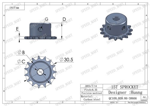 04C #25 25H 10T 15T Sprocket Set Kit Metal Pilot Motor Roller Chain Ratio 2:3 - Picture 5 of 5
