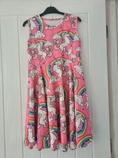 Girls Size 8 Years Pink Unicorn Pattern Dress