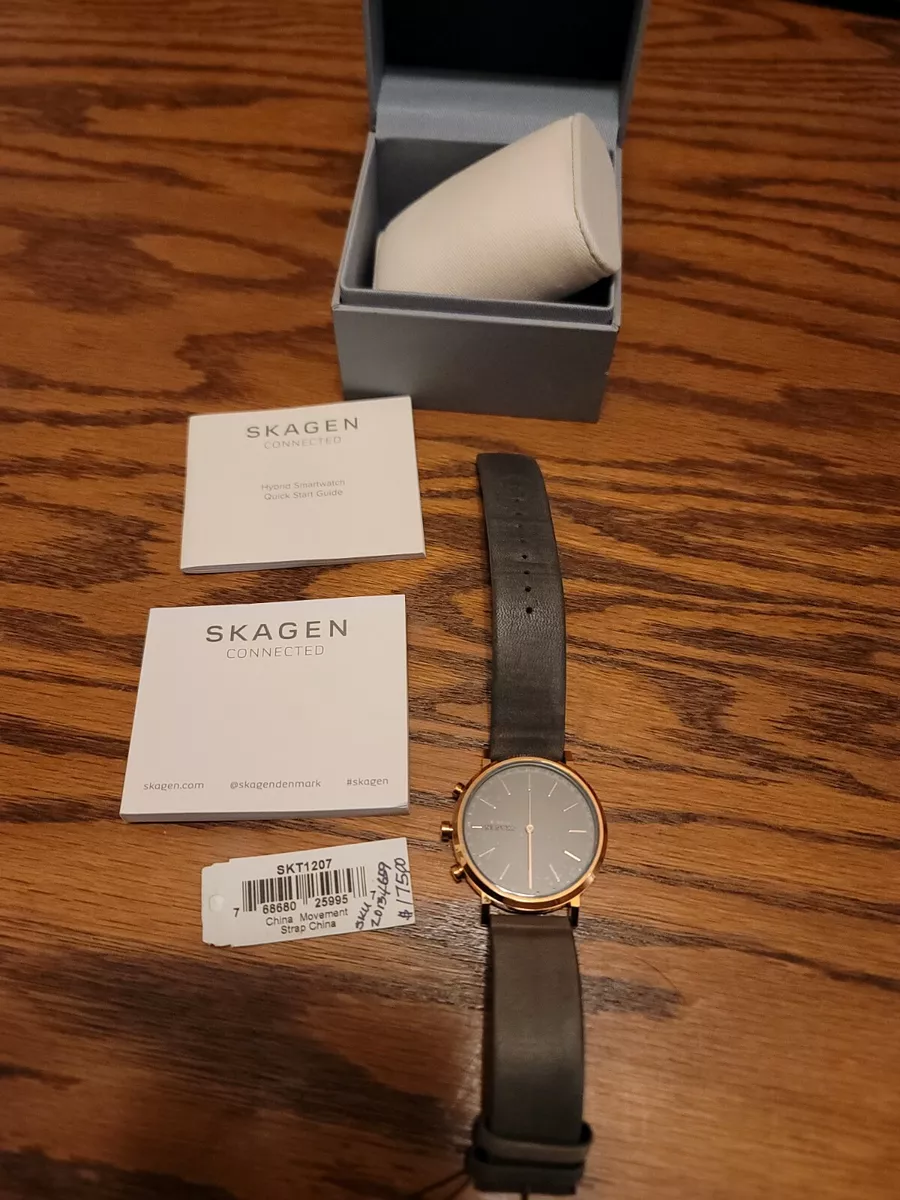 Skagen SKT1207 Women&#039;s Brown Leather Gray Dial Hybrid Smartwatch eBay