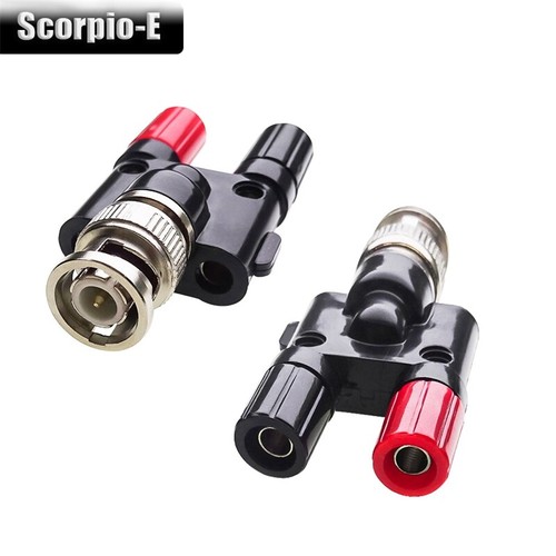 BNC Male Plug to Dual 4mm Banana Female Jack Binding Post Adapter Connector - Picture 3 of 10