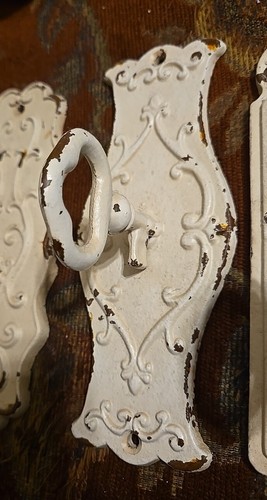 3 Cast Iron Coat Hooks Skeleton Key In Lock Victorian Bath Hallway - Picture 3 of 4