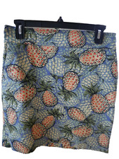 Talbots Skirt Petite 6 NEW Without Tags Green and Yellow Pineapple Print