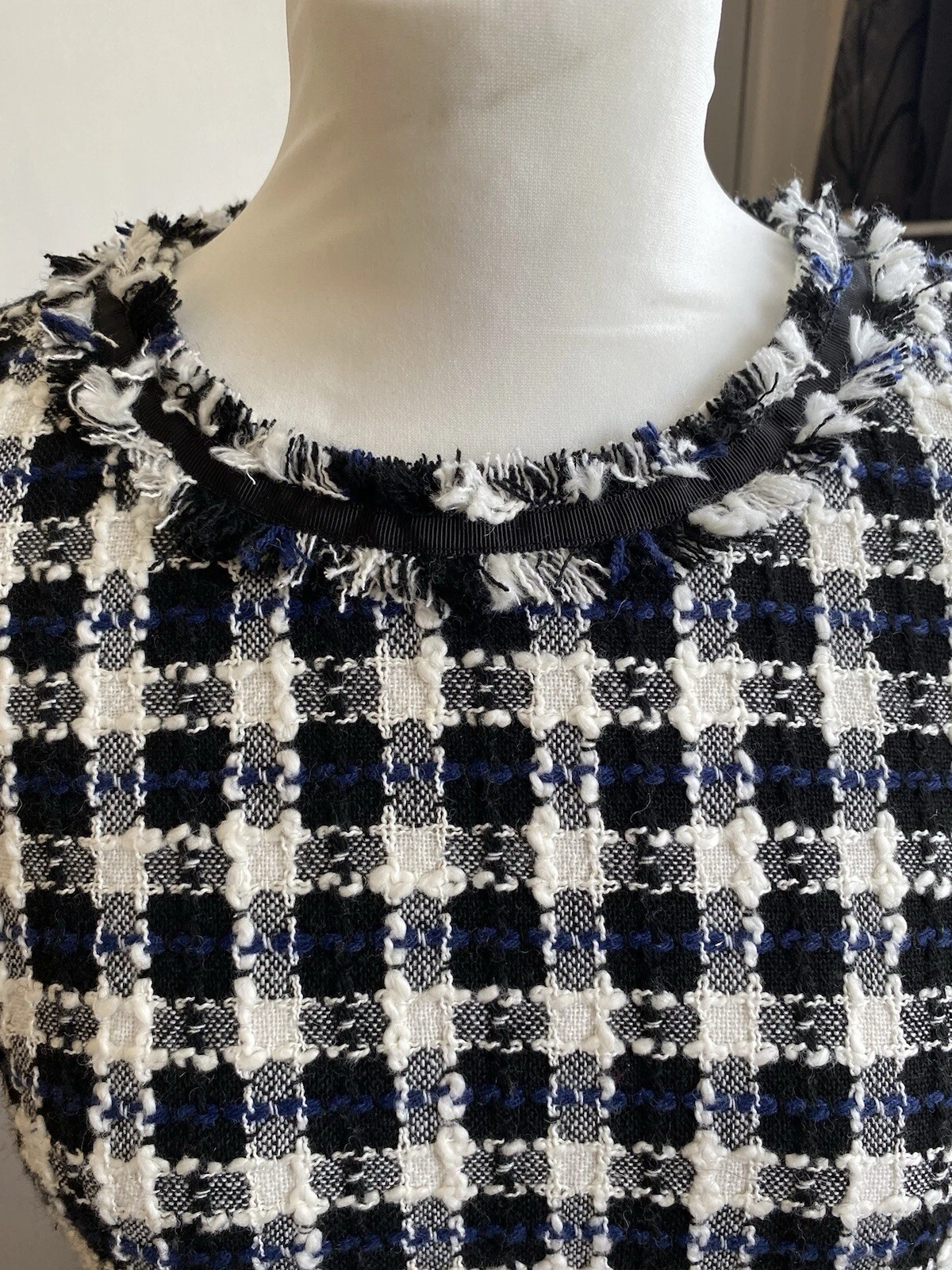 ABITO A QUADRI KATE SPADE BLU NAVY E CREMA TAGLIA 6