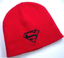 Superman Youth Beanie Hat Red Black Embroidered S Logo DC Comics
