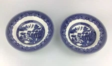 Johnson Brothers England Waterford Blue Willow Rim Soup Bowl Lot of 2 China 9 In