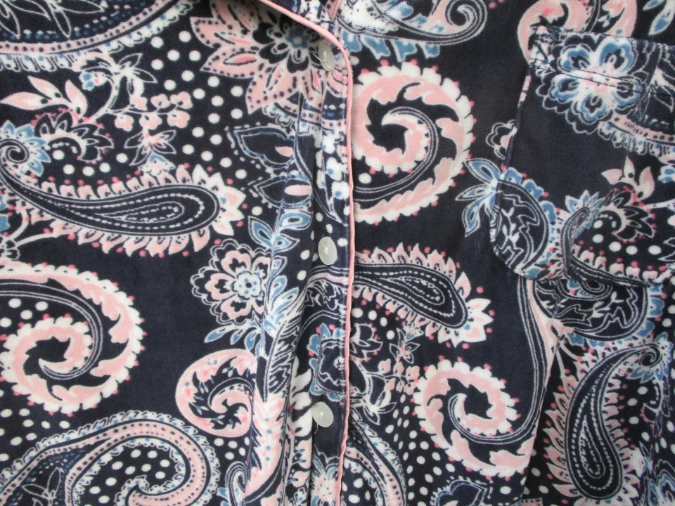 Conjunto de pijama Ellen Tracy para mujer grande azul cachemira camisa pantalones abotonados poliéster Foto 2 de 4