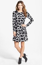 NWT $160 MICHAEL KORS Antalia Giraffe Print Fit Flare Sweater Dress XL