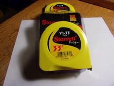 2- STARRETT  V1-33 33 Foot Tape Measures 2pk. 1" Wide. 1/16" Grads. New