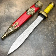 Gladius Roman Sword Fixed Blade Dagger Gladiator Medieval Renaissance Knife Gold