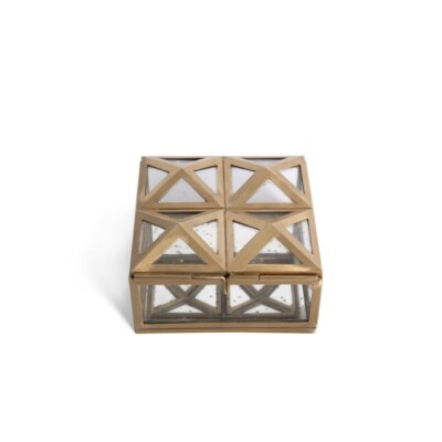 NWT Bliss Studio Solarium Brass  Mercurized Glass Decorative Box 