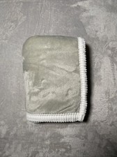 Manhattan Kids Baby Blanket Solid Gray White Ribbed Trim Edge Soft Plush Lovey